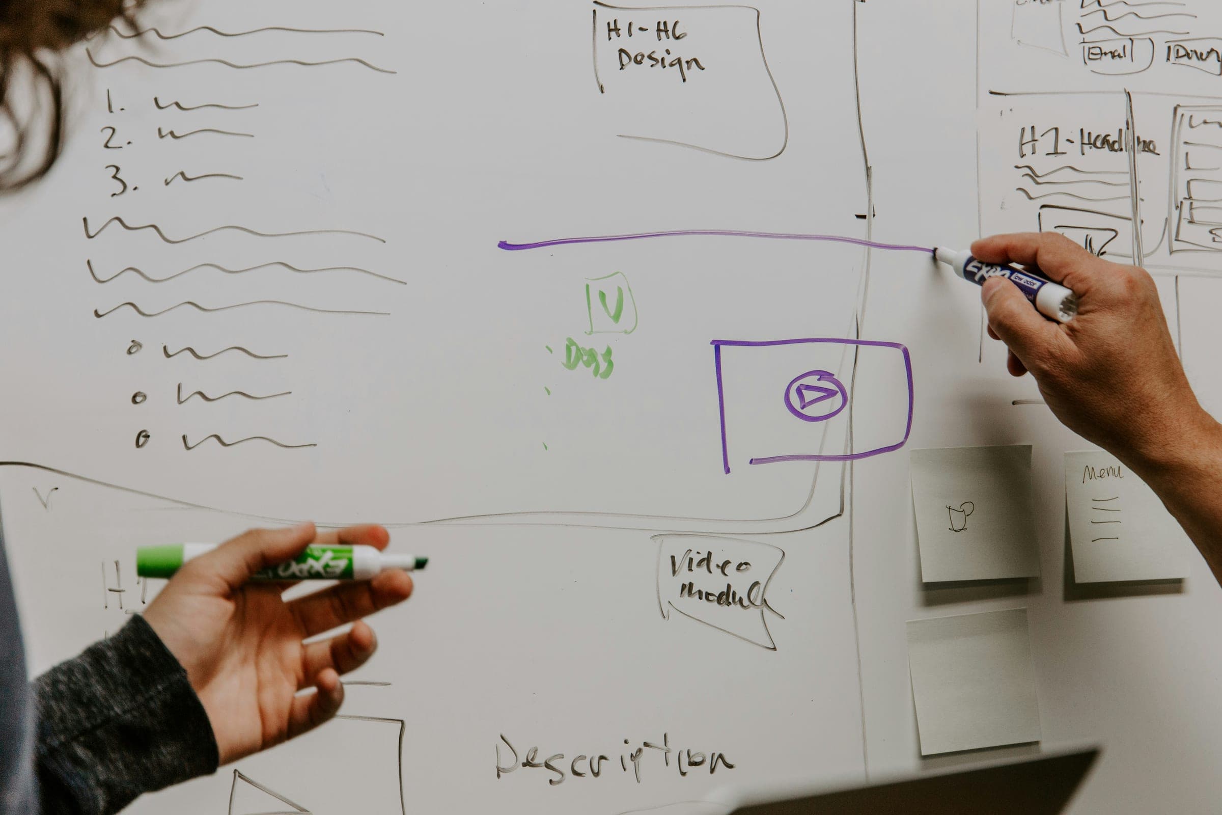 Person writing on a large sheet of paper.