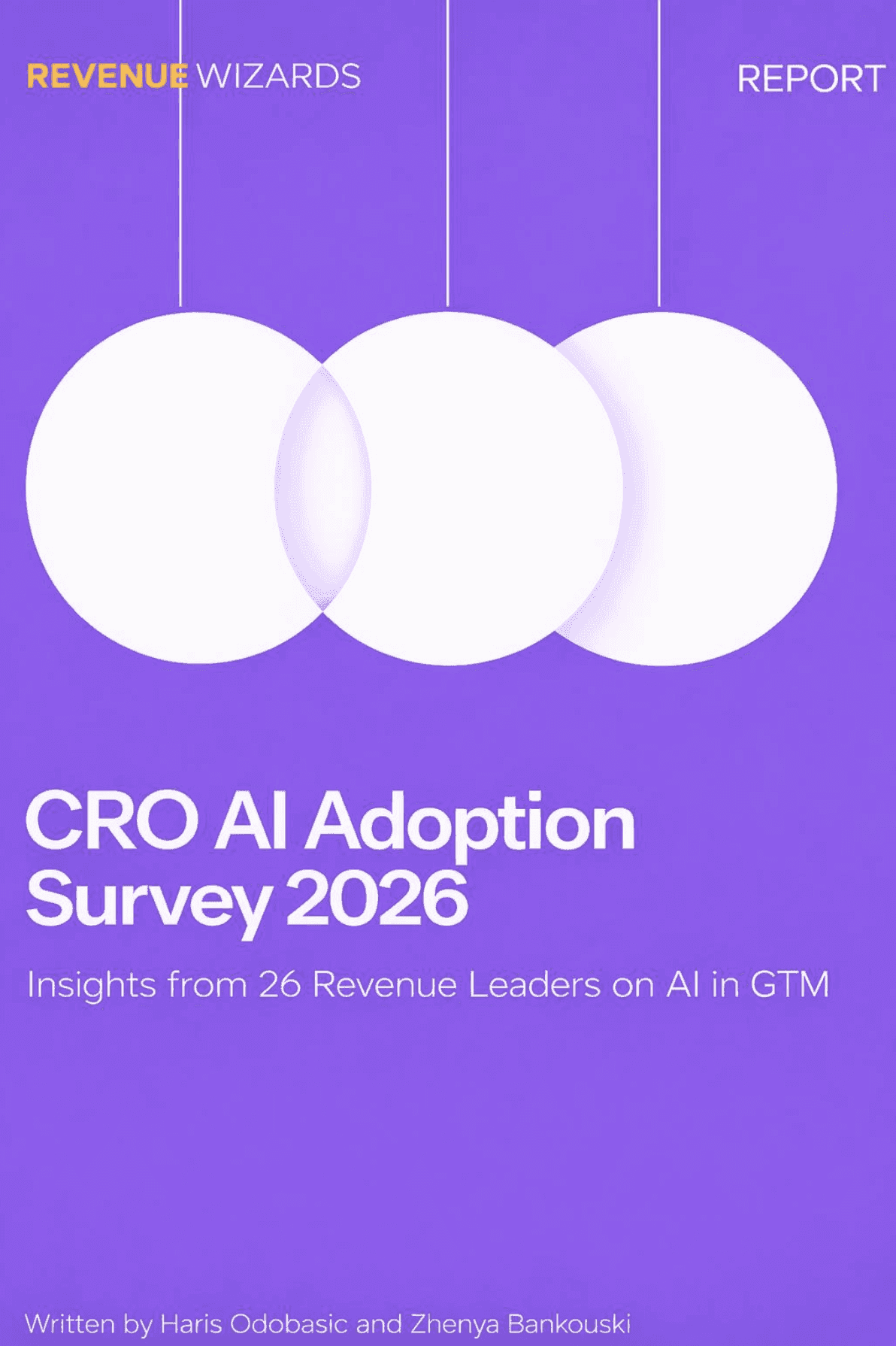 Lila Titelseite des Berichts „CRO AI Adoption Survey“ aus 2026 mit Erkenntnissen von 26 Umsatzverantwortlichen zum Einsatz von KI im GTM.